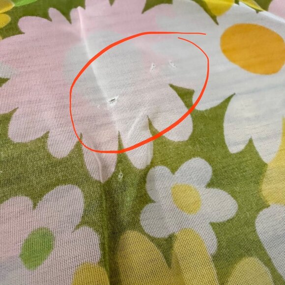 VTG Floral Curtain Panels/Valance Set Daisy Floral Green/Orange/Pink 1970s Retro - Picture 5 of 9